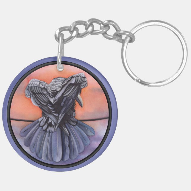 Anpassat namn för Keychain Raven Corbie 2 Side Krå (Höger Baksida)