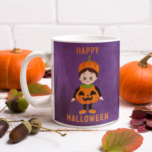 Anpassat namn för Kids’ Halloween Pumpkin Costume Kaffemugg