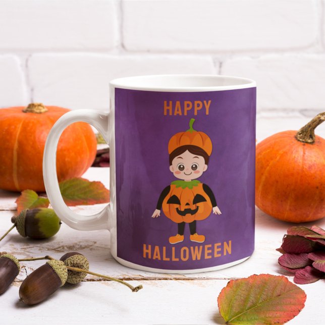 Anpassat namn för Kids’ Halloween Pumpkin Costume Kaffemugg (Skapare uppladdad)