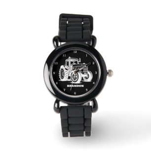 Anpassat namn för Kids Tractor Boys Black Armbandsur