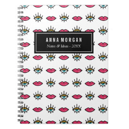 Anpassat namn för Kitschy Ögon & Läppar Anteckningsbok