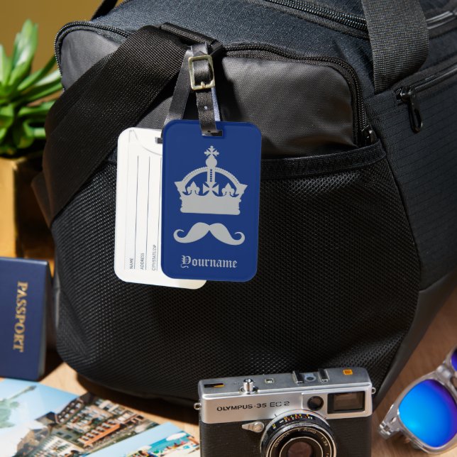 Anpassat namn för kung i Mustacher Bagagebricka (Framsida & Baksida)