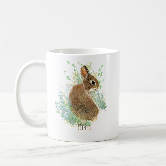 Anpassat namn för kute-kanin (kanin) kaffemugg (Vänster)