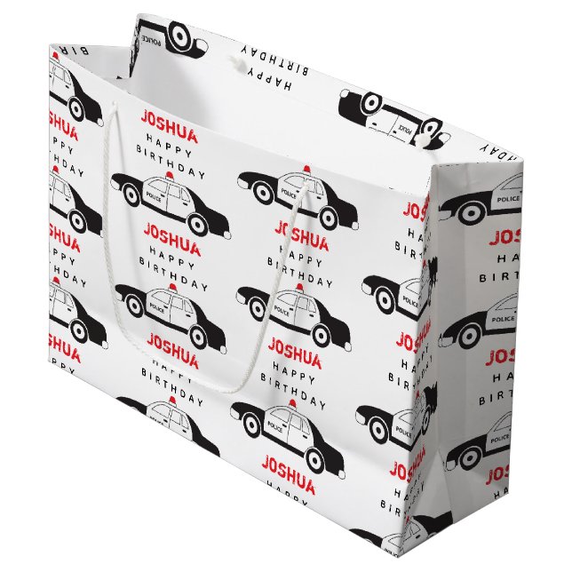 Anpassat namn för leksak-polisbil Barns födelsedag (Framsidan Vinklad)