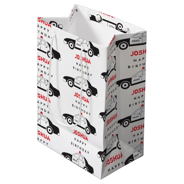 Anpassat namn för leksak-polisbil Barns födelsedag (Framsidan Vinklad)