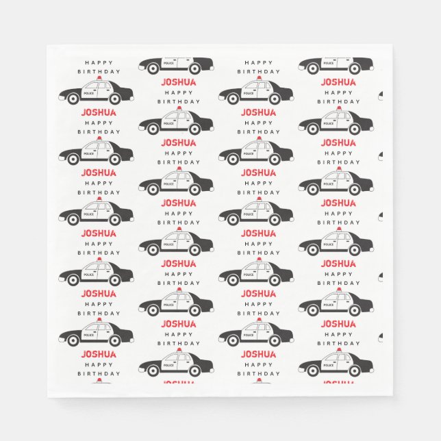 Anpassat namn för leksak-polisbil Barns födelsedag Pappersservett (Framsidan)