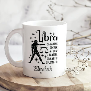 Anpassat namn för Libra Zodiac Horoscope Kaffemugg