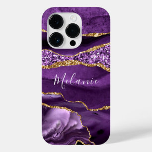 Anpassat namn för lila Guld Glitter Marble iphone