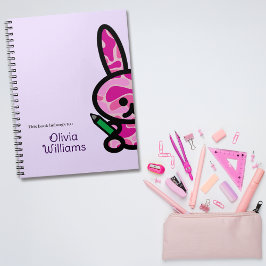Anpassat namn för Lilac Cute Camouflage Bunny Rabb Anteckningsbok