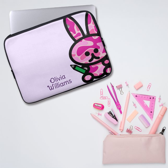 Anpassat namn för Lilac Cute Camouflage Bunny Rabb Laptop Fodral (Skapare uppladdad)