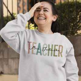 Anpassat namn för Ljusa kvinnor Retro Teacher-utvä T Shirt