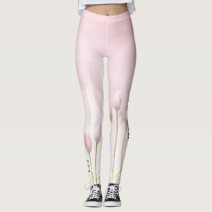Anpassat namn för Logotypen vår Rosa Garden Tulips Leggings