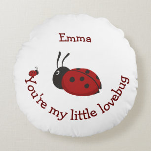 Anpassat namn för Lovebug Cute Ladybug-offert Rund Kudde