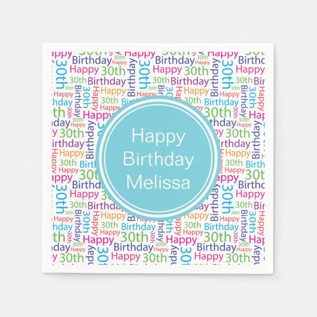 Anpassat namn för lycklig 30års födelsedag pappersservett (Framsidan)
