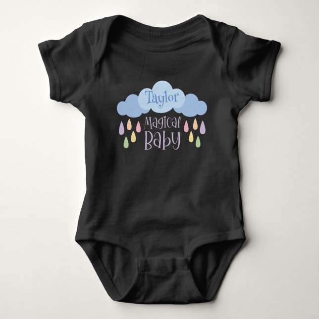 Anpassat namn för Magic Baby Pastel Rain & Cloud T Shirt (Framsida)