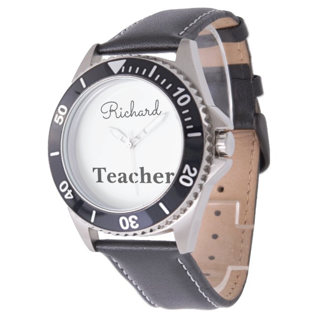 Anpassat namn för manar Black Teacher Armbandsur (Vinklad)
