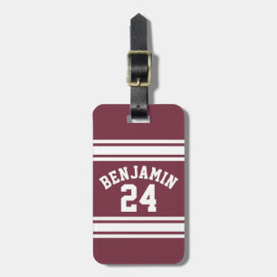 Anpassat namn för Maroon och White Jersey Rand Bagagebricka