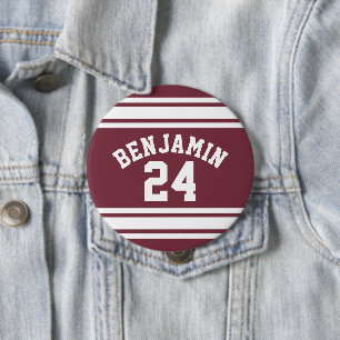 Anpassat namn för Maroon och White Jersey Rand Knapp