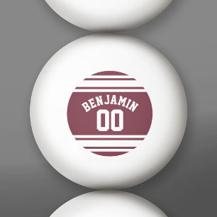Anpassat namn för Maroon och White Jersey Rand Pingisboll