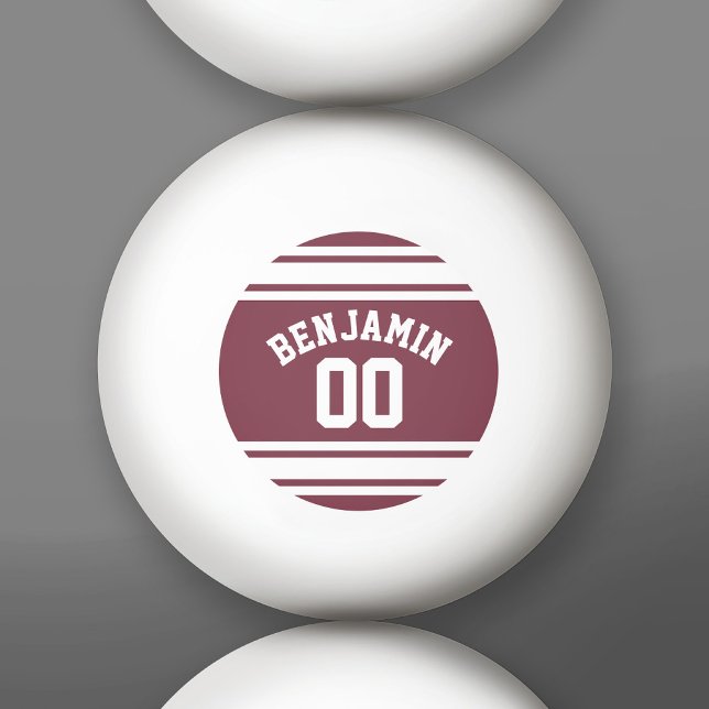 Anpassat namn för Maroon och White Jersey Rand Pingisboll (Custom Ping Pong Balls)