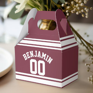 Anpassat namn för Maroon och White Jersey Rand Presentaskar