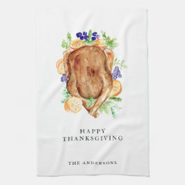 Anpassat namn för minimal Thanksgiving för Elegant Kökshandduk