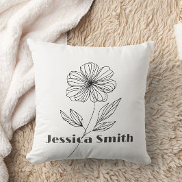 Anpassat namn för Minimalistisk Flower Line Teckni Kudde