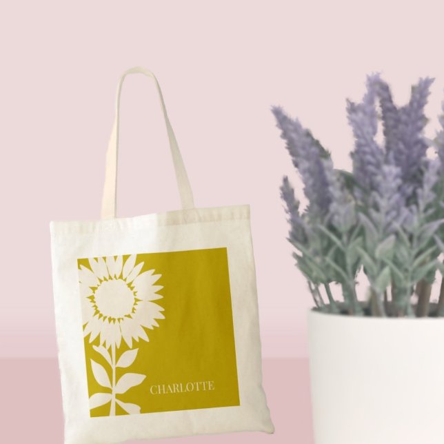 Anpassat namn för minimalistisk modern solros tygkasse (Skapare uppladdad)