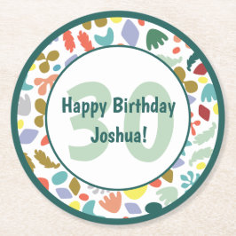 Anpassat namn för modern 30års födelsedag underlägg papper rund