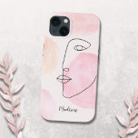 Anpassat namn för Modern Ansikte Line Art<br><div class="desc">Detta moderna, minimala och feminina telefonfodral dekoreras med en originallinje teckning i ansikte på en pastellbakgrund i skuggor av rosa. Anpassa telefonväskan med ditt namn eller gör den till ett monogram. Använda Verktyg i Design om du vill ändra texten storlekt, stil eller färg. När vi skapar vår teckning hittar du...</div>