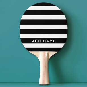 Anpassat namn för Modern Black and White Stripe Mö Pingisracket