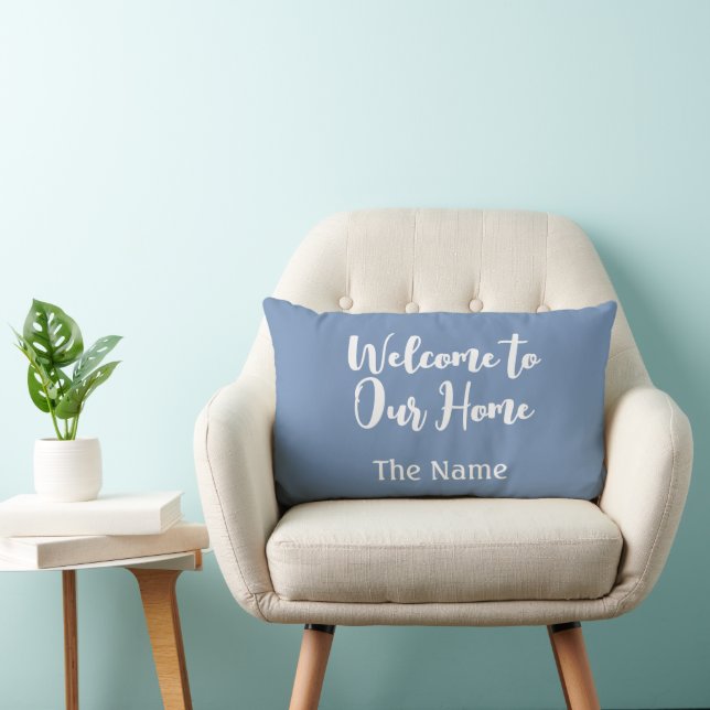 Anpassat namn för Modern Blue Welcome Home Lumbarkudde (Stol)