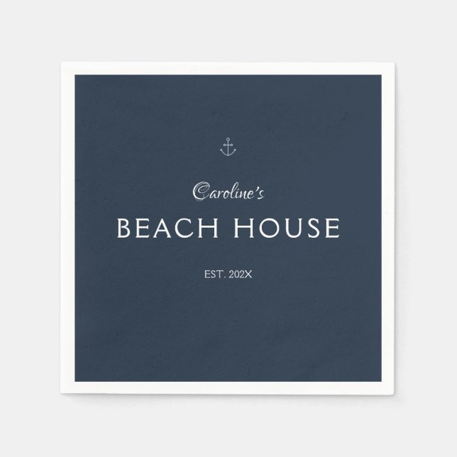 Anpassat namn för modern Elegant - blå ankare Pappersservett (Framsidan)