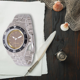 Anpassat namn för modern Elegant Rosybrun och Guld Armbandsur