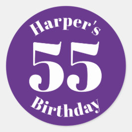 Anpassat namn för modern födelsedag, lila violett runt klistermärke