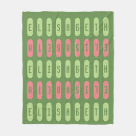 Anpassat namn för modern geometrisk Grönt Rosa Fleecefilt