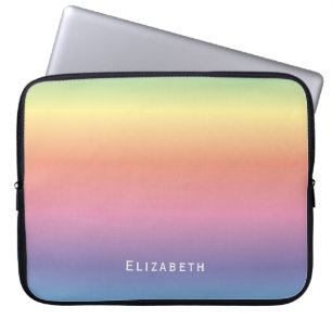 Anpassat namn för Modern Girly Cute Pastel Rainbow Laptop Fodral