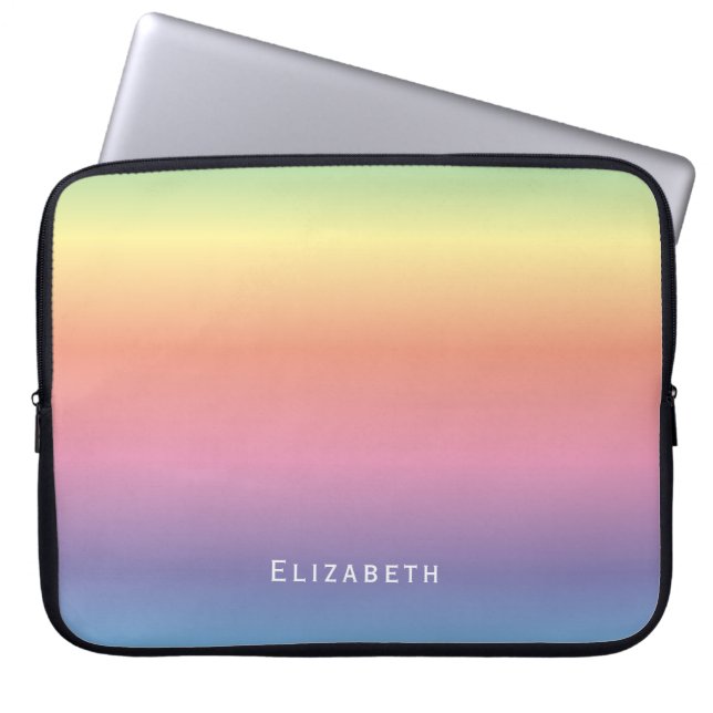 Anpassat namn för Modern Girly Cute Pastel Rainbow Laptop Fodral (Framsidan)