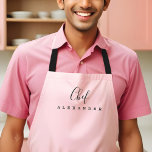 Anpassat namn för modern lägsta  Rosa Chef Kitchen<br><div class="desc">Träna på den egna kocken köksapron i  rosa. Utformningen har en enkel och modern typografisk designkombination av skript och serif-design. Perfekt för kock konnoisseurs och foodlingar.</div>