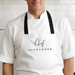 Anpassat namn för Modern Minimal White Chef Kitche<br><div class="desc">Träna in den i ditt eget namn köksmässan i vitt. Utformningen har en enkel och modern typografisk designkombination av skript och serif-design. Perfekt för kock konnoisseurs och foodlingar.</div>