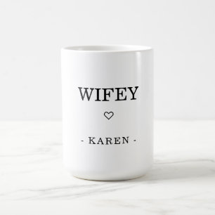 Anpassat namn för modern, minimalistisk "WIFEY" Kaffemugg