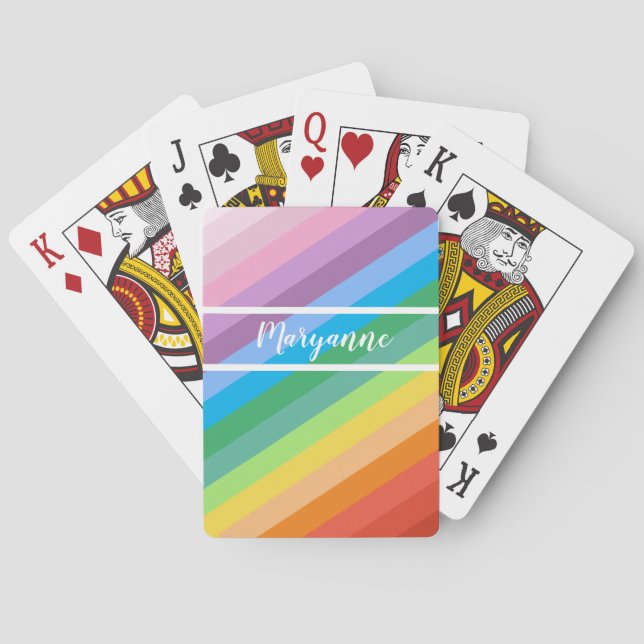 Anpassat namn för Modern Rainbow Färg Rand Casinokort (Baksidan)