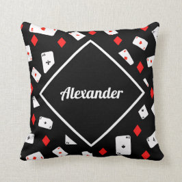 Anpassat namn för Modern Red & Black Poker Theme M Kudde