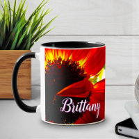 Anpassat namn för Modern Red Gerber Daisy Flower S