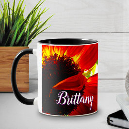 Anpassat namn för Modern Red Gerber Daisy Flower S Mugg