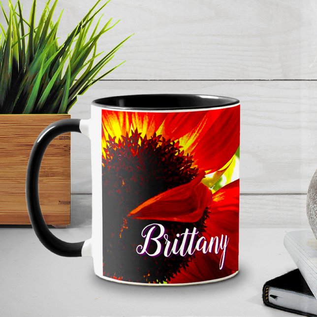 Anpassat namn för Modern Red Gerber Daisy Flower S Mugg (Skapare uppladdad)