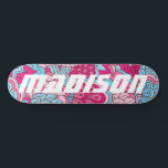 Anpassat namn för modern Rosa Blåa blommor Girly B Mini Skateboard Bräda 18,5 Cm<br><div class="desc">Modern Rosa Blåa blommor Girly Blommigt Skateboard med eget namn ger din personlig namn i modern typografi med fet och färgstark löv och blommor i rosa och blått. Anpassa genom att redigera texten i textrutan. Ge en anpassningsbar har gjort en gåva, skateboard-personlig till din favoritskateboarder för jul, födelsedag eller din...</div>