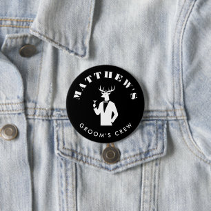 Anpassat namn för Modern Stag Party Black Bachelor Knapp