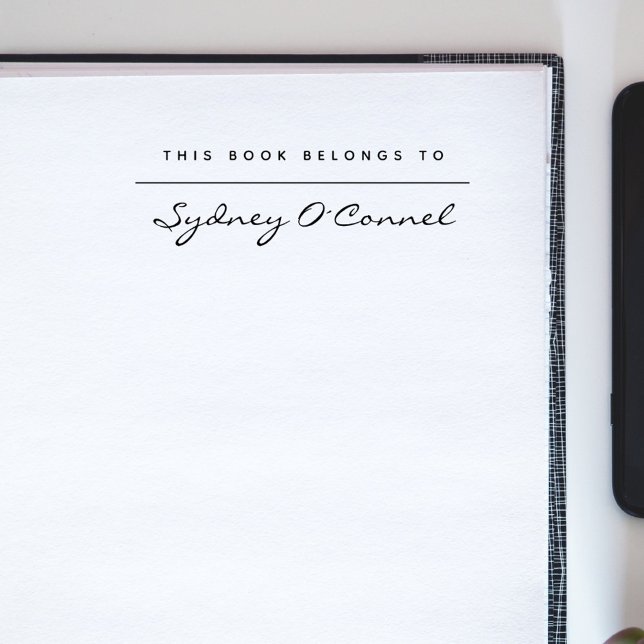 Anpassat namn för modernt, minimalistiskt skript B Stämpel (Modern Minimalist Script Custom Name Library Book Rubber Stamp)