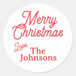 Anpassat namn för modernt Red Script-God jul Runt Klistermärke